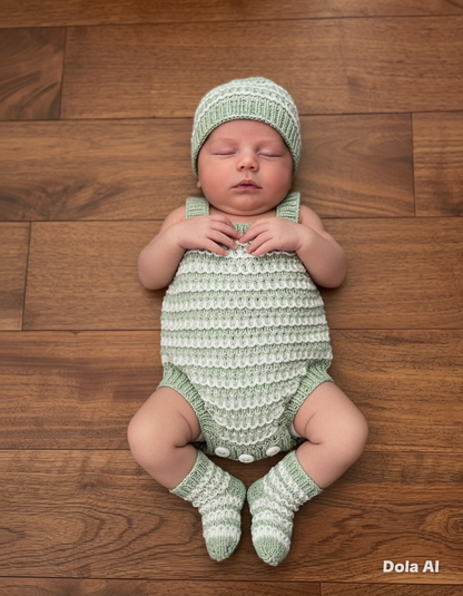 "Kiwi” Romper Knitting pattern set for Reborn doll 16 -22” or 0-3 Month Old Baby