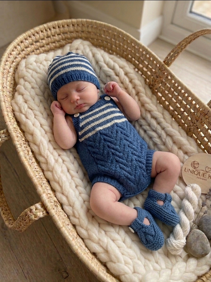 "Battersea” 3 Piece Knitting pattern set for Reborn doll 18 -24” or 0-9 Month Old Baby