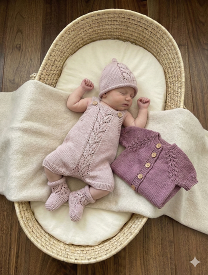 "Fern” 4 Piece Knitting pattern set for Reborn doll 16 -22” or 0-3 Month Old Baby