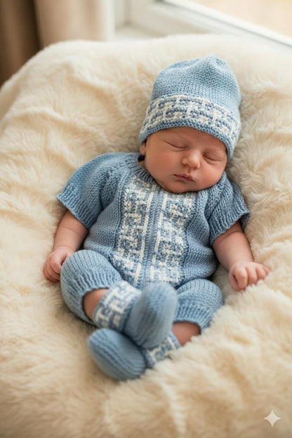 "Tetris” Romper Knitting pattern set for Reborn doll 16 -22” or 0-3 Month Old Baby
