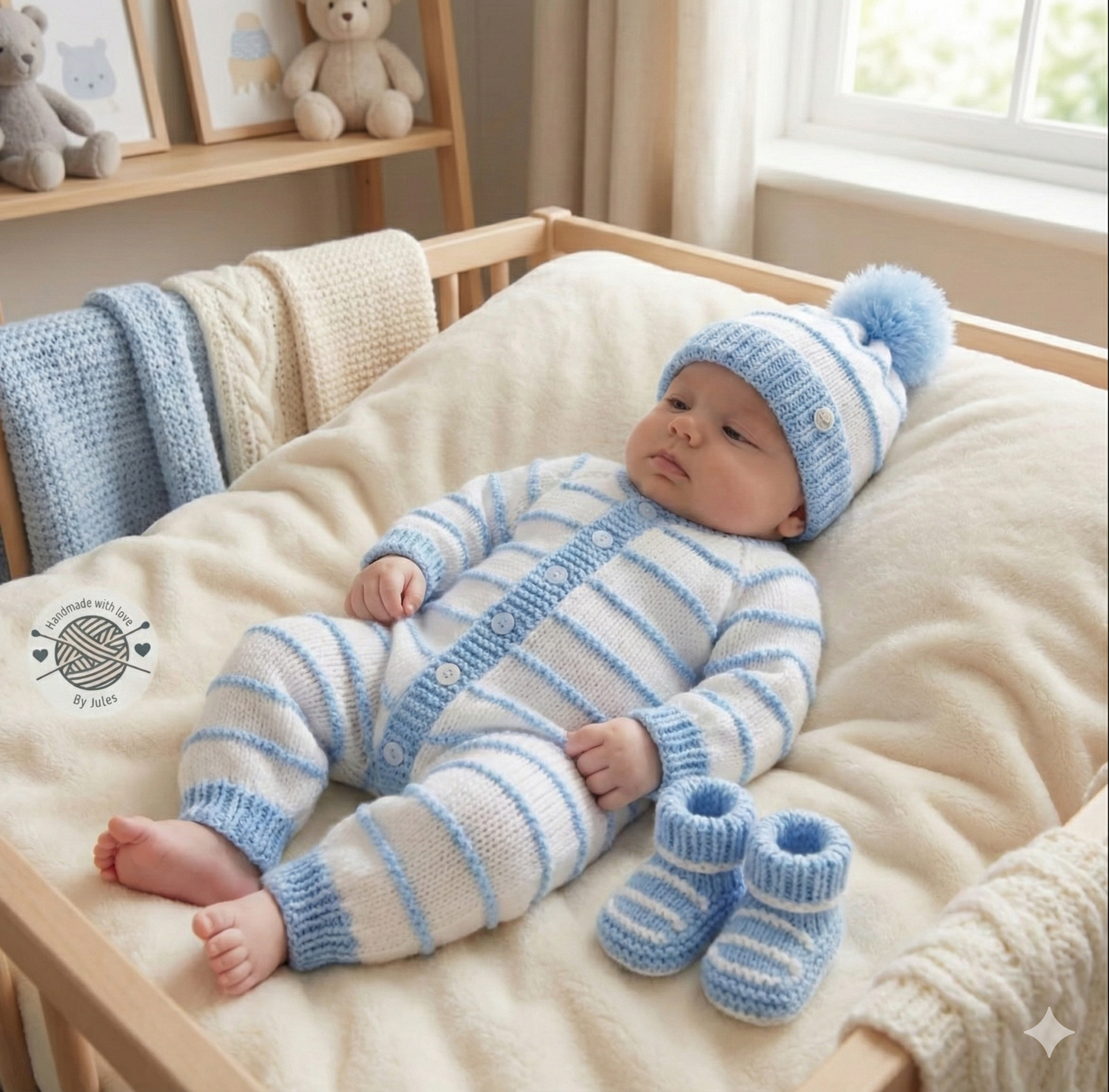 "Garnet” 4 Piece Set Knitting pattern for Reborn doll 18-22” or 0-3 Mth Old Baby