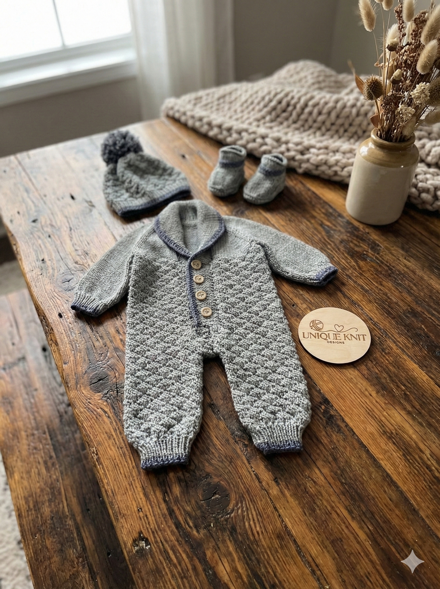 "Rupert” Romper Knitting pattern set for Reborn doll 16 -22” or 0-3 Month Old Baby