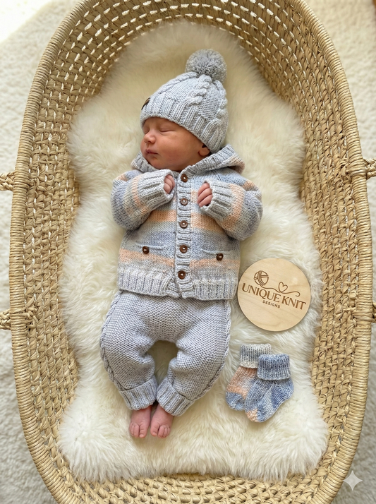 "Clay” 4 Piece Set Knitting pattern for Reborn doll 16-22” or 0-3 Month Old Baby