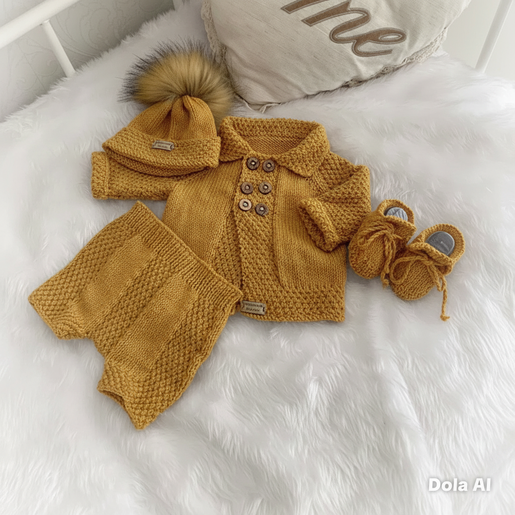 "Walnut” 4 piece knitting pattern set for a reborn doll 16 -22” or 0-3 Month Old Baby