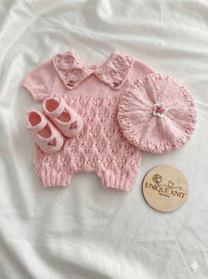 "Lillies ” Romper Knitting pattern for Reborn doll 16 -22” or 0-3 Mth Old Baby