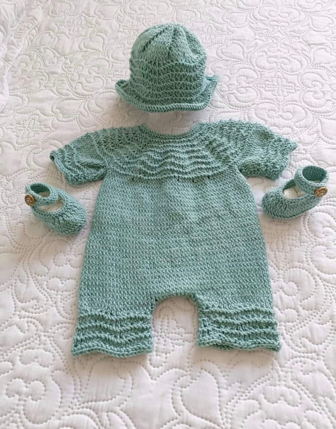 "Jasmine ” Romper Knitting pattern for Reborn doll 16 -22” or 0-3 Mth Old Baby