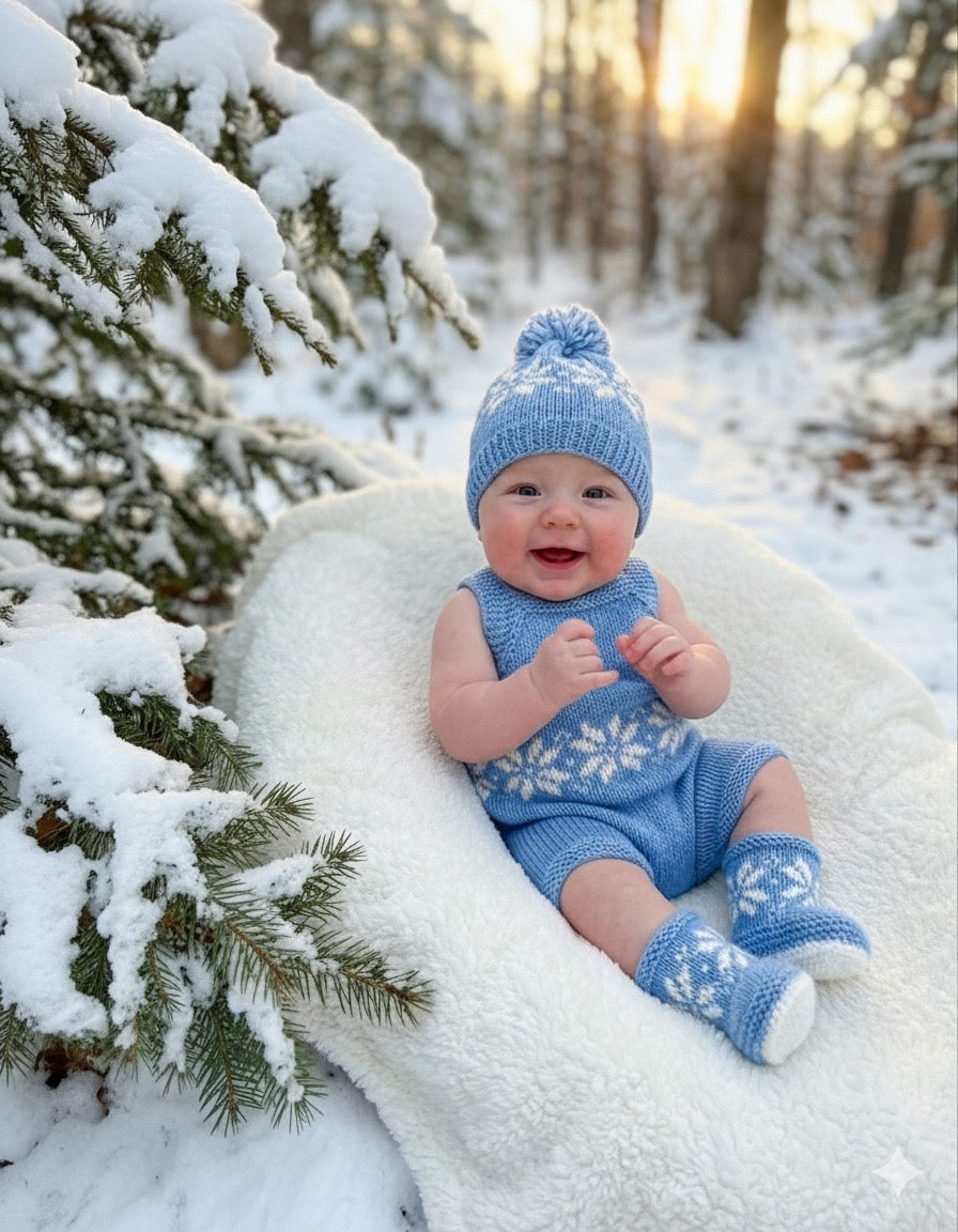 "Snowflake” Romper Knitting pattern for Reborn doll 16 -22” or 0-3 Month Old Baby
