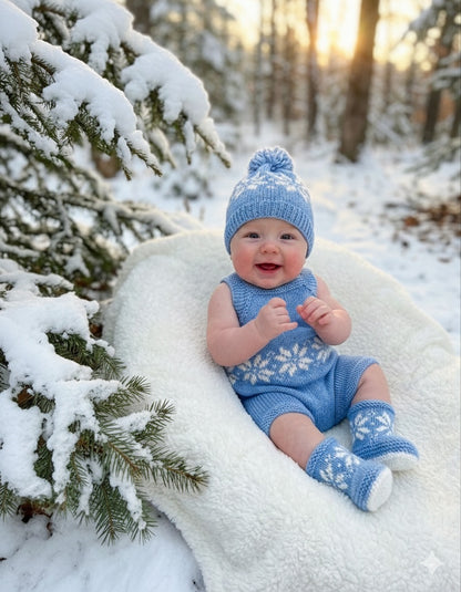 "Snowflake” Romper Knitting pattern for Reborn doll 16 -22” or 0-3 Month Old Baby