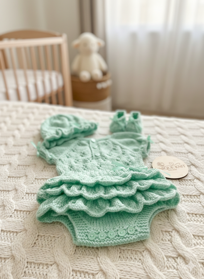 "Bouquet” Rah-Rah romper Knitting pattern for Reborn doll 16 -22” or 0-3 Mth Old Baby