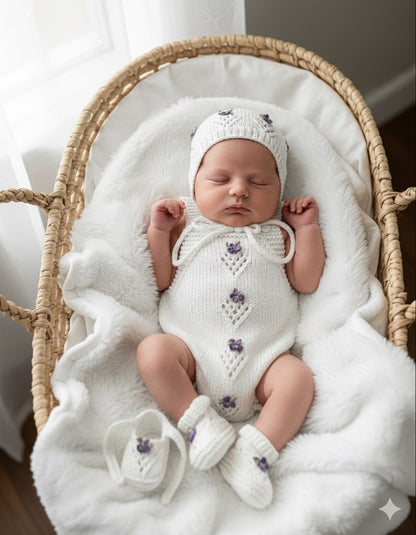 "Isabelle” 4 Piece Knitting pattern set for Reborn doll 16 -22” or 0-3 Month Old Baby