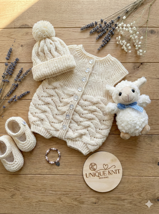 "Gardenia ” Sideways made Knitting pattern for Reborn doll 16 -22” or 0-3 Mth Old Baby