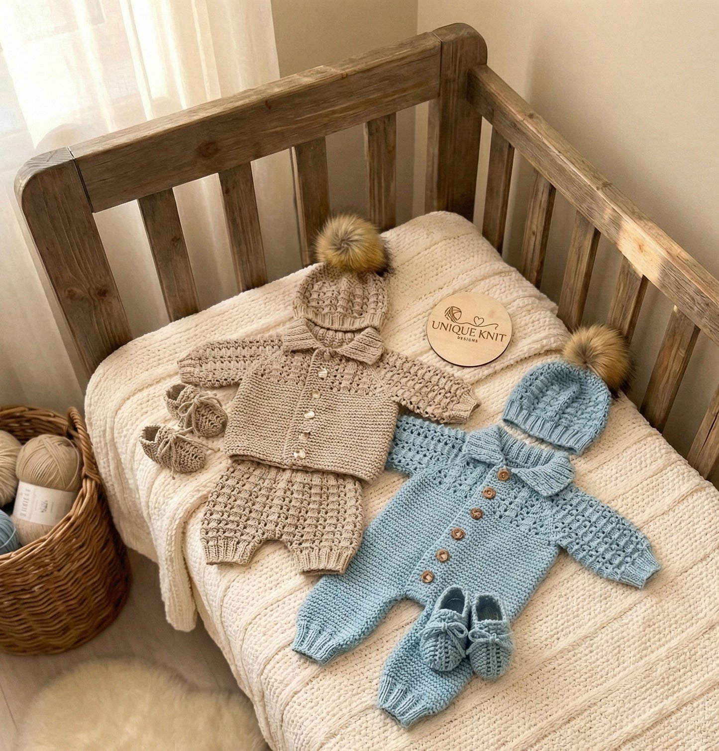 "Biscuit” Multi-piece Knitting pattern for Reborn doll 16 -22” or 0-3 Month Old Baby