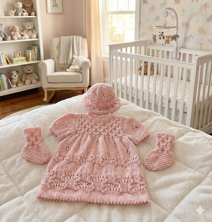 "Clementine” Dress Set Knitting pattern for Reborn doll 16 -22” or 0-3 Mth Old Baby