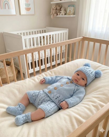 "Barley” 4 Piece Set Knitting pattern for Reborn doll 16-22” or 0-3 Month Old Baby