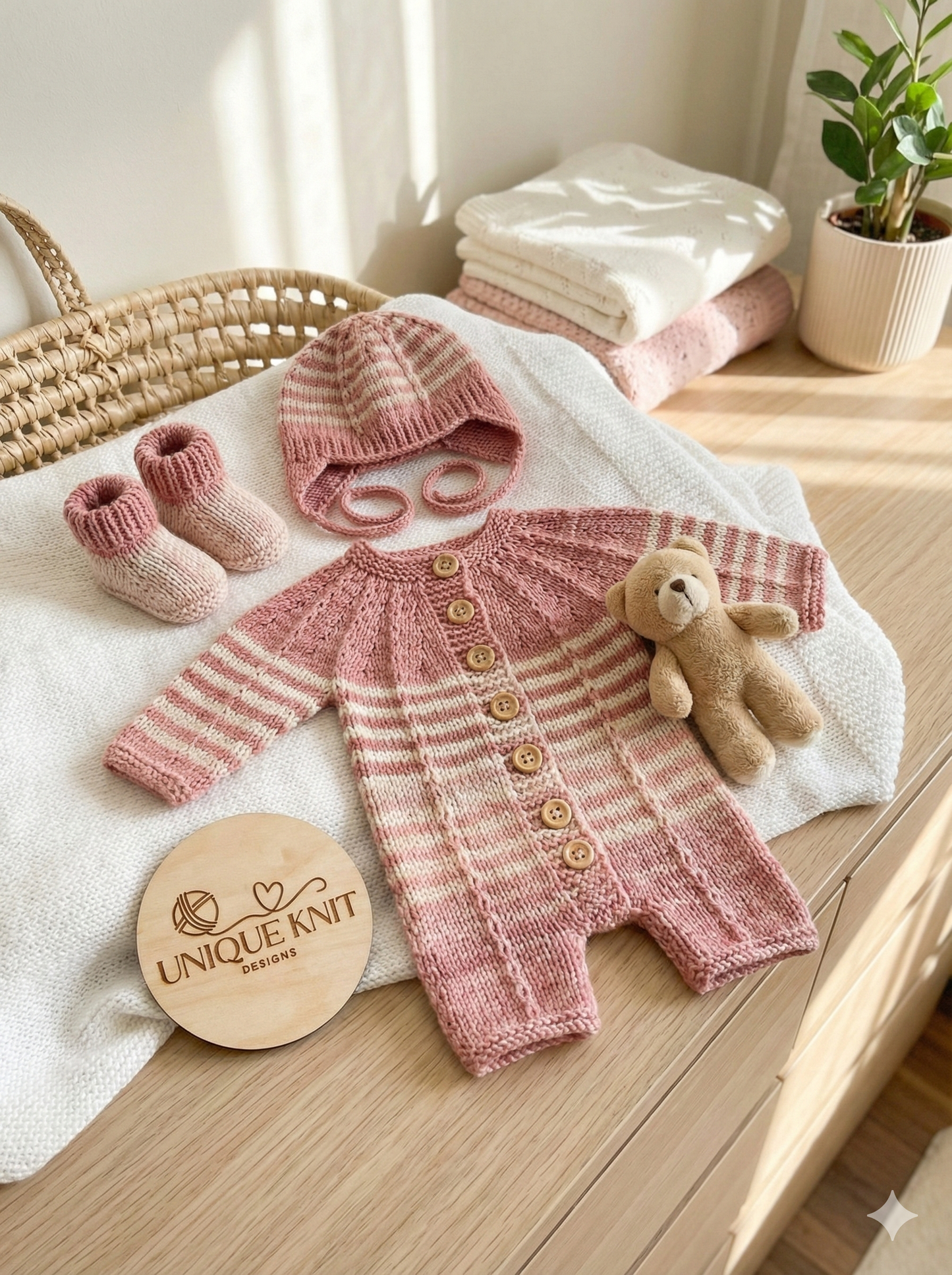 "Elijah” Romper set knitting pattern for reborn doll 16-22" or 0-3 month old baby