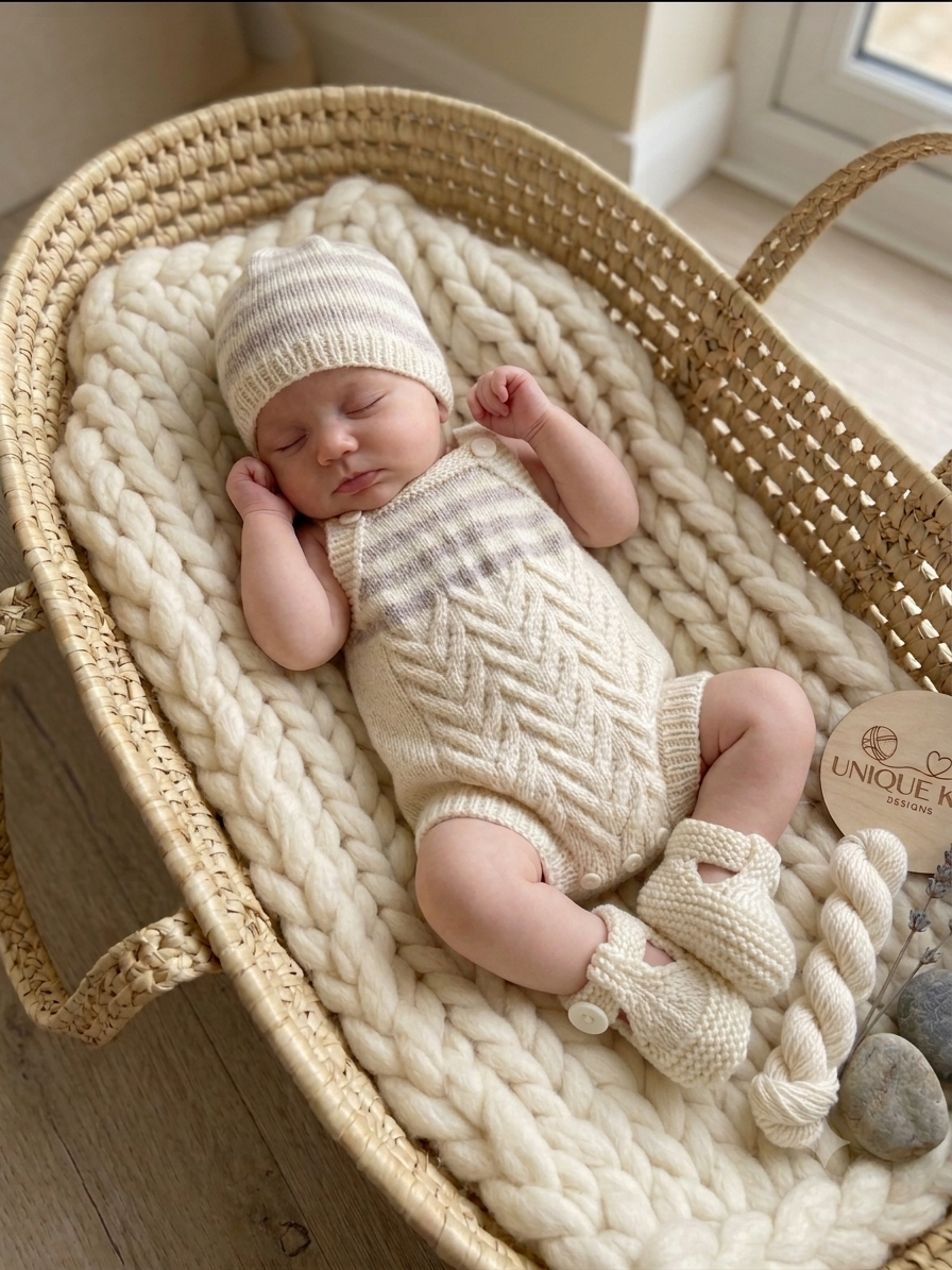 "Battersea” 3 Piece Knitting pattern set for Reborn doll 18 -24” or 0-9 Month Old Baby