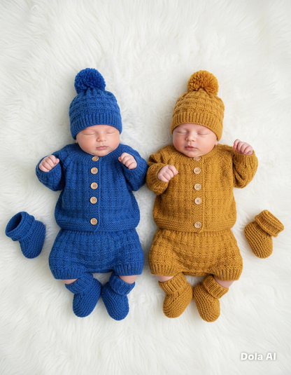 "Tate & Kate” 4 Piece Set Knitting pattern for Reborn doll 16-24” or 0-6 Mth Old Baby