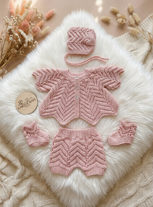 "Angelica” Multi-piece Knitting pattern for Reborn doll 16 -22” or 0-3 Month Old Baby