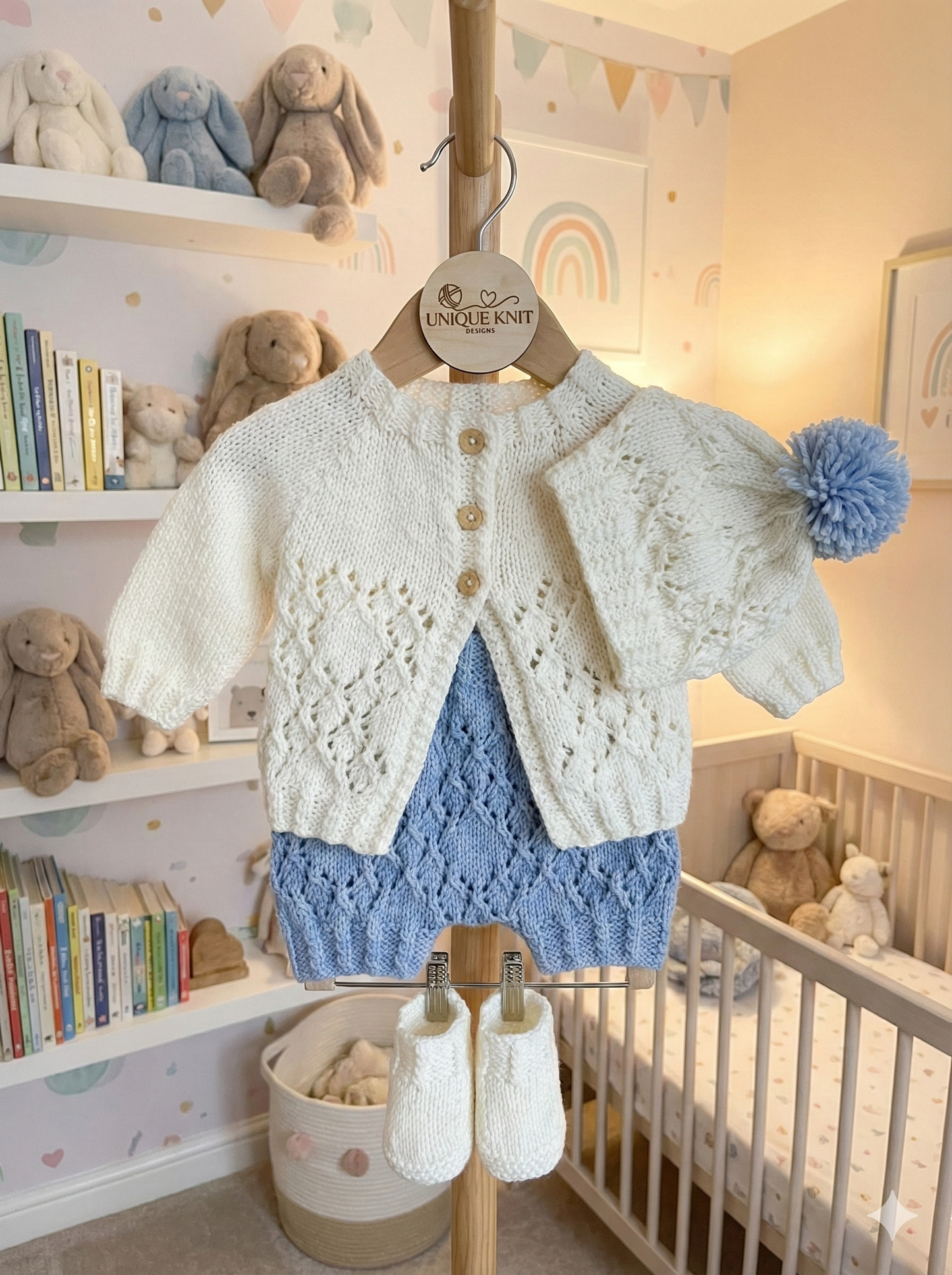 "Aster ” 4 Piece Set Knitting pattern for Reborn doll 16 -22” or 0-3 Mth Old Baby