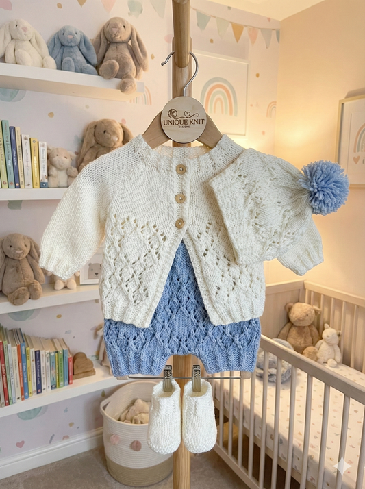 "Aster ” 4 Piece Set Knitting pattern for Reborn doll 16 -22” or 0-3 Mth Old Baby