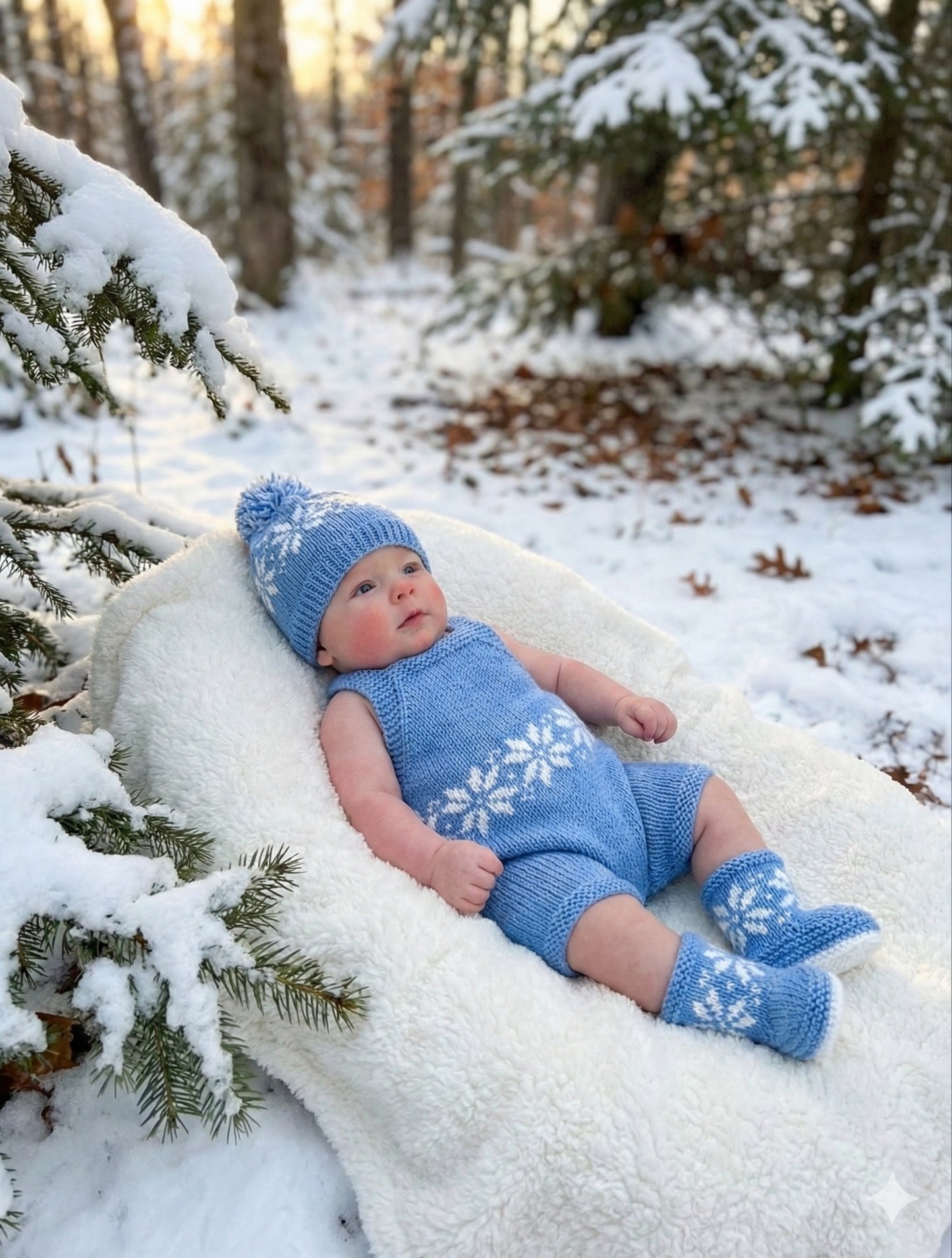 "Snowflake” Romper Knitting pattern for Reborn doll 16 -22” or 0-3 Month Old Baby