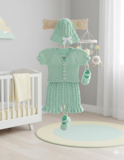 "Apricot” 4-piece set knitting pattern for Reborn doll 16 -22” or 0-3 Month Old Baby