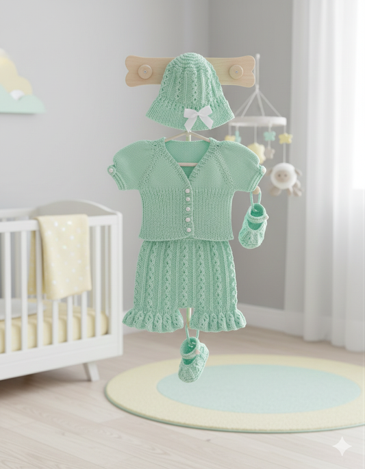 "Apricot” 4-piece set knitting pattern for Reborn doll 16 -22” or 0-3 Month Old Baby