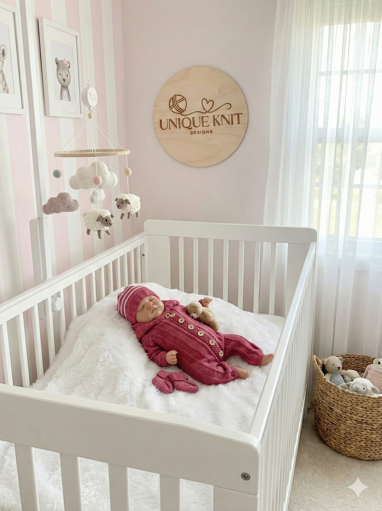 "Alyssum ” Hooded Romper Knitting pattern for Reborn doll 16 -22” or 0-3 Mth Old Baby