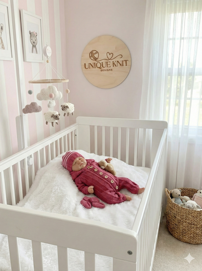 "Alyssum ” Hooded Romper Knitting pattern for Reborn doll 16 -22” or 0-3 Mth Old Baby