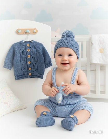 "Oregano” 4 Piece Set Knitting pattern for Reborn doll 16-22” or 0-3 Mth Old Baby
