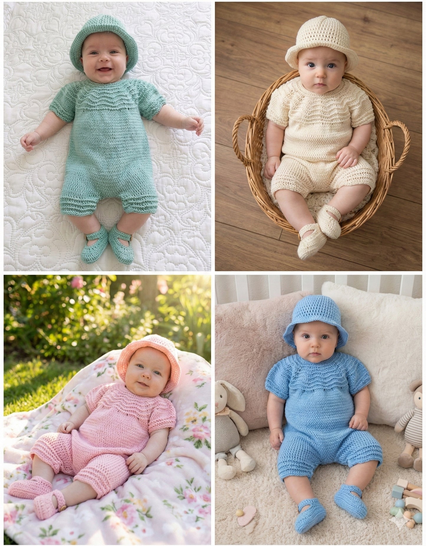 "Jasmine ” Romper Knitting pattern for Reborn doll 16 -22” or 0-3 Mth Old Baby