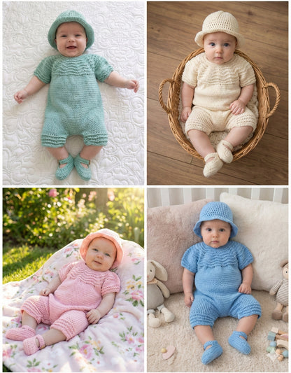 "Jasmine ” Romper Knitting pattern for Reborn doll 16 -22” or 0-3 Mth Old Baby