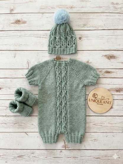 "Brooklyn" Romper knitting pattern for reborn doll 16-22" or 0-3 Month old baby