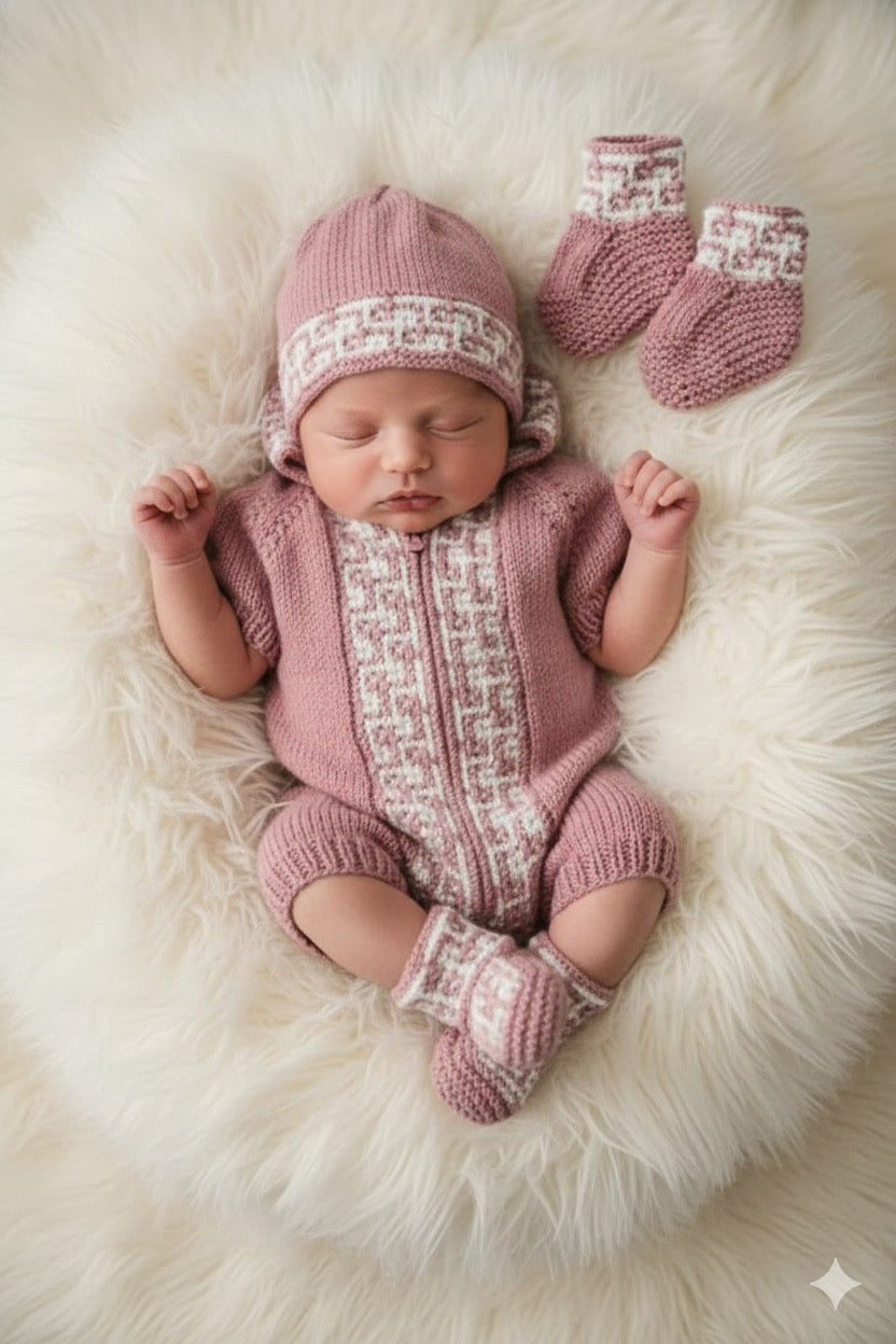 "Tetris” Romper Knitting pattern set for Reborn doll 16 -22” or 0-3 Month Old Baby