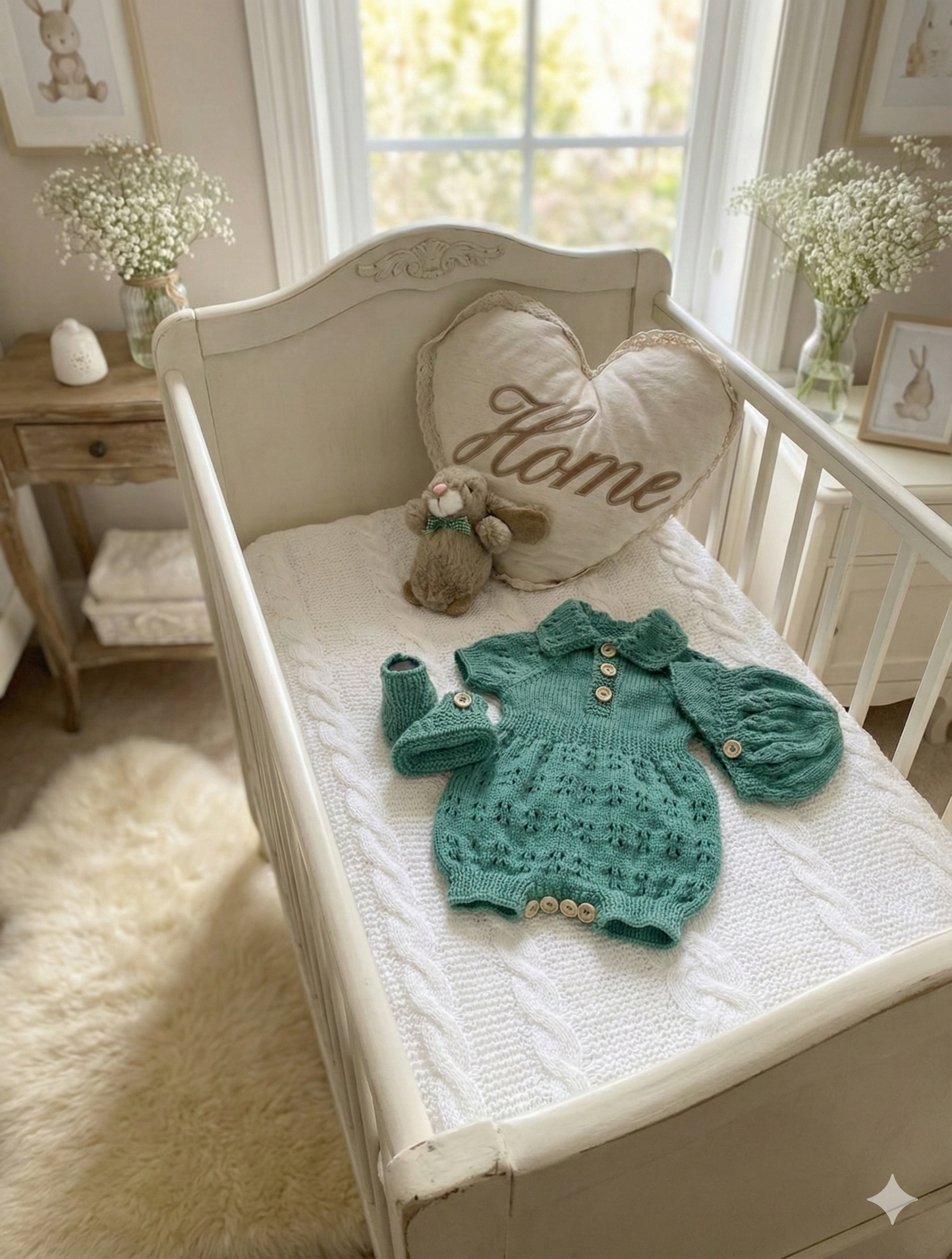 "Lotus ” Romper Knitting pattern for Reborn doll 16 -22” or 0-3 Mth Old Baby