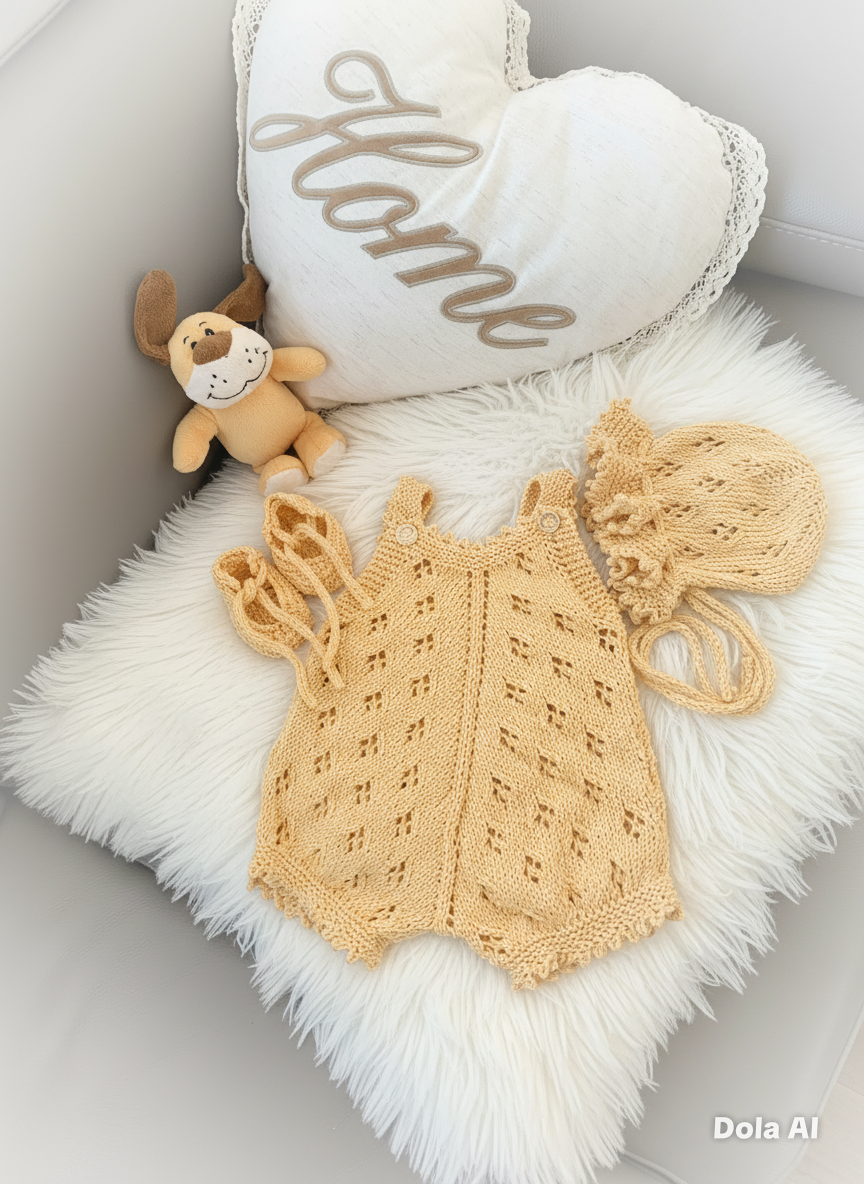 "Citrus” Romper Knitting pattern for Reborn doll 16 -22” or 0-3 Mth Old Baby