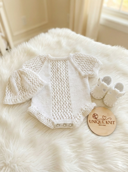 "Pearl” Romper Knitting pattern for Reborn doll 16 -22” or 0-3 Mth Old Baby