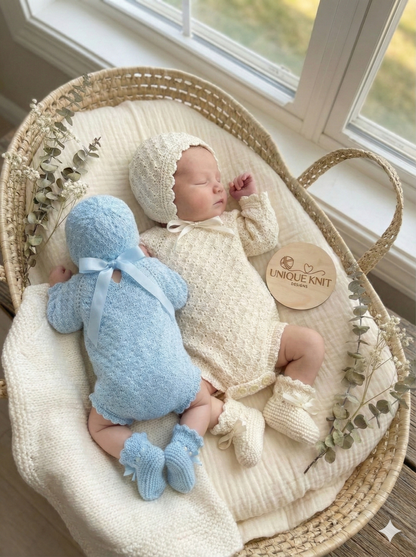 "Freyja” Romper Knitting pattern for Reborn doll 19 -24” or 0-6 Month Old Baby