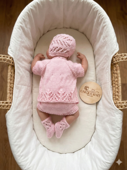 "Sparkle” 4-piece Knitting pattern set for Reborn doll 16 -22” or 0-3 Month Old Baby