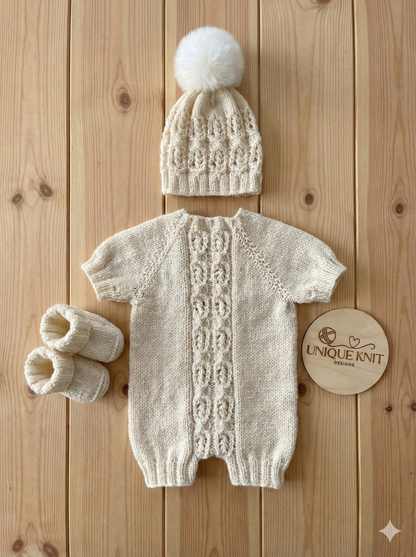 "Brooklyn" Romper knitting pattern for reborn doll 16-22" or 0-3 Month old baby