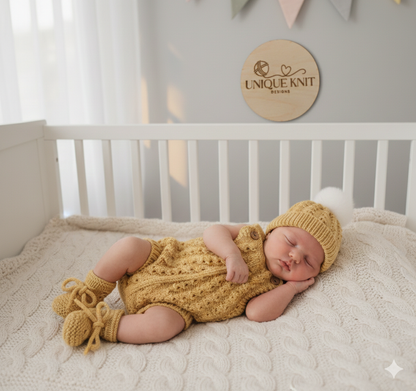 "Lupin” Romper Knitting pattern for Reborn doll 16 -22” or 0-3 Mth Old Baby