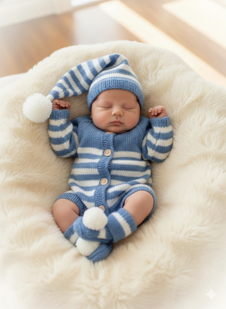 "Sweet Dreams” Romper Set Knitting pattern for Reborn doll 16 - 22” or 0-3 Mth Old Baby