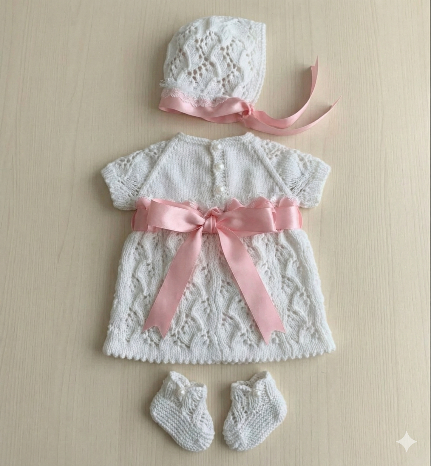 "Sakura” Dress set knitting pattern for Reborn doll 16 -22” or 0-3 Mth Old Baby