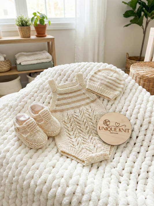 "Battersea” 3 Piece Knitting pattern set for Reborn doll 18 -24” or 0-9 Month Old Baby