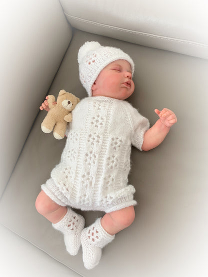 "Bounty” Romper Knitting pattern for Reborn doll 16 -22” or 0-3 Mth Old Baby