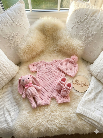 "Wisteria” romper Knitting pattern for Reborn doll 16 -22” or 0-3 Mth Old Baby