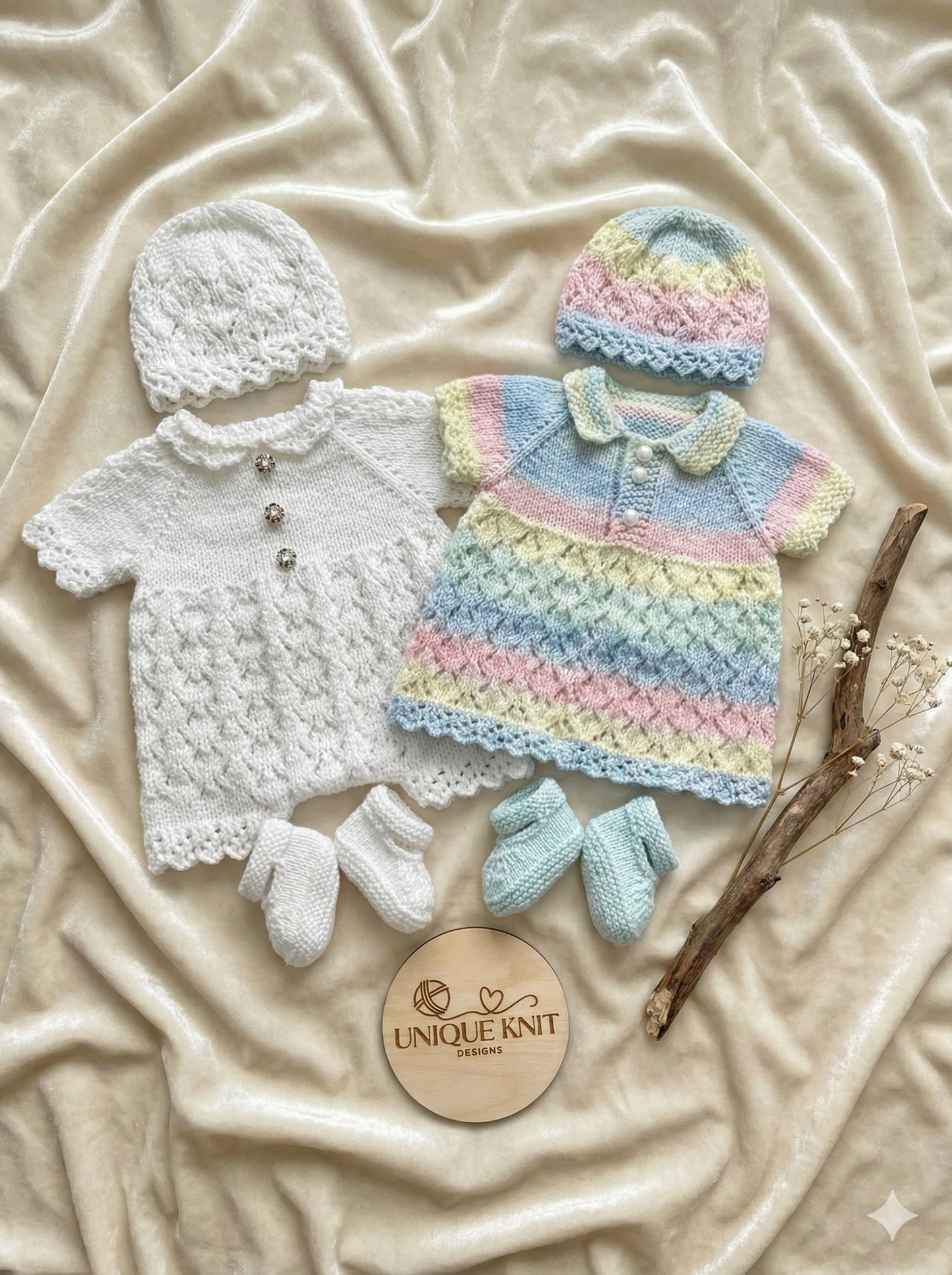"Daisy” Romper and Dress set Knitting pattern for Reborn doll 16 -22” or 0-3 Mth Old Baby