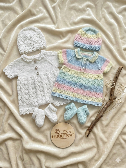 "Daisy” Romper and Dress set Knitting pattern for Reborn doll 16 -22” or 0-3 Mth Old Baby