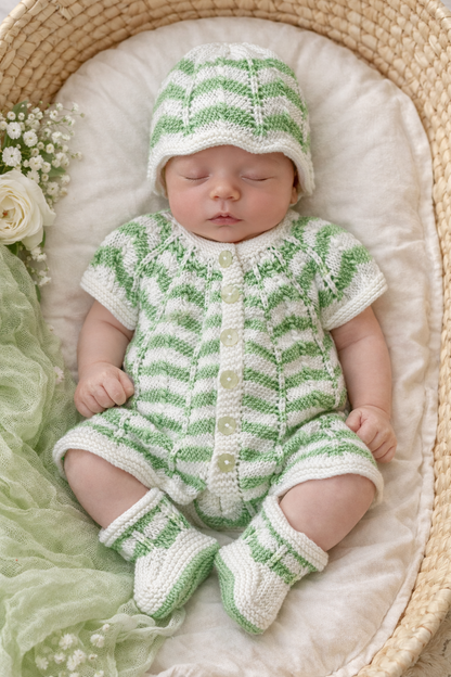 "Chevronette” Multi-piece Knitting pattern for Reborn doll 16 -22” or 0-3 Month Old Baby