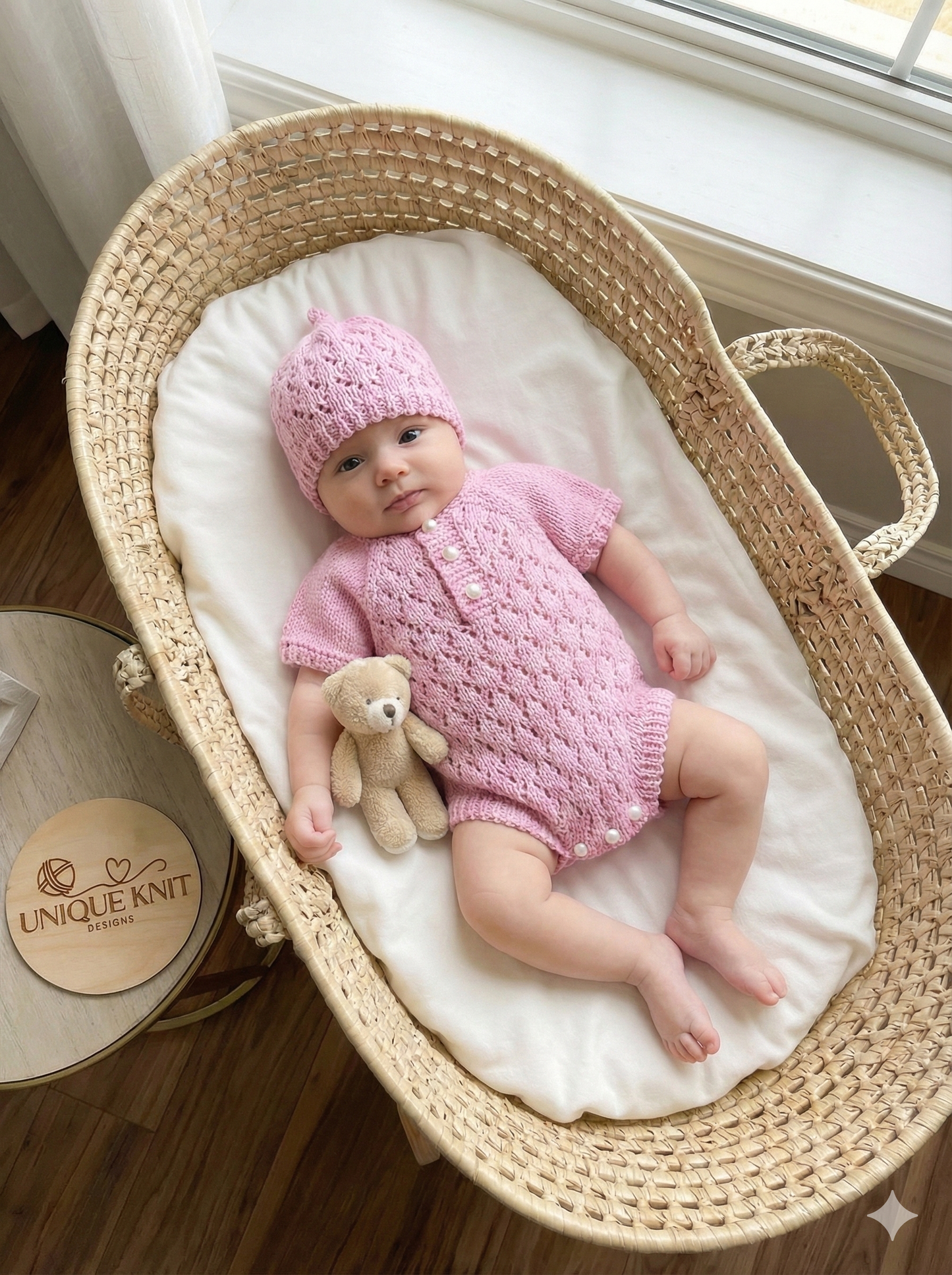 "Diamond” Romper Knitting pattern for Reborn doll 16 -22” or 0-3 Mth Old Baby